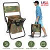 Foldable Fishing Chair With Backrest and Built-In Cooler Bag