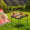 Adjustable Height Foldable Camping Aluminum Alloy Grill Stand 88LBS Max Load 35.62x23.42x25.9in