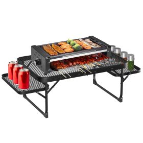 Aluminum Alloy Foldable Camping Picnic Table 88LBS Max Load with 2 Side Trays