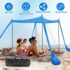 Beach Canopy Tent 10x10ft Sun Shelter UPF50+ with Sandbag Foldable Poles Carry Bag