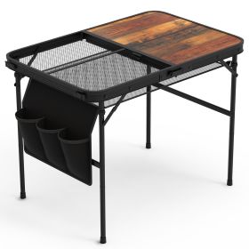 Aluminum Alloy Camping Picnic Adjustable Height Grill Stand 66LBS Max Load 35.43x23.62x26in
