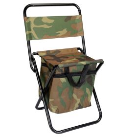 Foldable Fishing Chair With Backrest and Built-In Cooler Bag