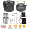 12Pcs Camping Cookware Aluminum Pot Pans Kit with Cup Fork Spoon Knife