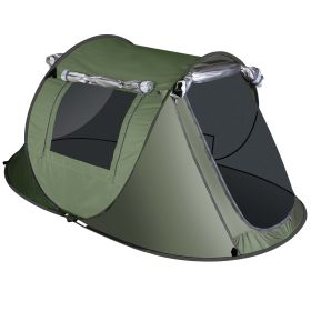 3-4 Person Waterproof Pop Up Tent with 2 Mosquito Net Windows and Carrying Bag