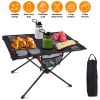 Portable Folding Camping Table Aluminum Alloy Frame with 2 Cup Holders 2 Side Pockets Carry Bag