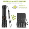 Tactical LED Flashlight Rechargeable Search Light Torch 50000LM w/ 5Modes