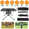 Portable Folding Camping Table Aluminum Alloy Frame with 2 Cup Holders 2 Side Pockets Carry Bag