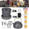 12Pcs Camping Cookware Aluminum Pot Pans Kit with Cup Fork Spoon Knife