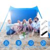 9.8x9.8FT Foldable Beach Canopy Tent Windproof Shelter with 4 Sandbag 2 Pole and Storage Bag Rectangle Blue
