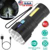 Rechargeable Flashlight LED Floodlight Torch w/Strap Super Bright Flashlight w/4 Light Modes