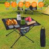 Portable Folding Camping Table Aluminum Alloy Frame with 2 Cup Holders 2 Side Pockets Carry Bag