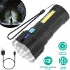 Rechargeable Flashlight LED Floodlight Torch w/Strap Super Bright Flashlight w/4 Light Modes