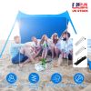 9.8x9.8FT Foldable Beach Canopy Tent Windproof Shelter with 4 Sandbag 2 Pole and Storage Bag Rectangle Blue