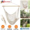 Hanging Rope Hammock Chair Swing w/ Wooden Stick 220lbs Load