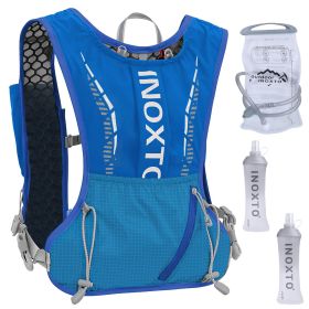 Sport Hydration Vest Running Backpack with 15oz - 50oz Water Bladder Adjustable Strap Storage Bag (Option: WaterVestPackBlue)