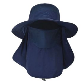 Fishing Bucket Hat, Wide Brim Breathable Unisex Sunlight-proof Removable Neck Face (Option: FishingBucketHatNBlue)