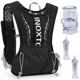 Sport Hydration Vest Running Backpack with 15oz - 50oz Water Bladder Adjustable Strap Storage Bag (Option: WaterVestPackBlack)