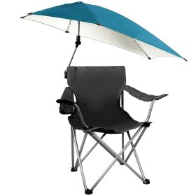 Foldable Beach Chair with Detachable Umbrella, Armrest, Adjustable Canopy with Cup Holder Carry Bag (Option: BeachChairBlack)