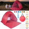 Pop Up Beach Tent Shelter - Anti-UV Automatic Waterproof Canopy for 2/3 Man w/ Net Window Storage Bag