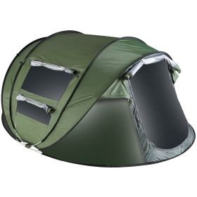 5-8 Person Pop Up Waterproof Tent with 4 Mosquito Net Windows and Carrying Bag (Option: TentGreen58Person)