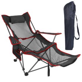 Heavy Duty Steel Foldable Reclining Chair 330LBS Load Max (Option: CampingMeshChairBlack)