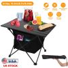 Aluminum Alloy Roll-Up Foldable Camping Table With Storage Basket