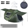 5-8 Person Pop Up Waterproof Tent with 4 Tent Poles 2 Mosquito Net Windows Carrying Bag