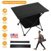 Aluminum Alloy Roll-Up Foldable Camping Table With Storage Basket