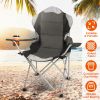 Foldable Camping Chair Heavy Duty Steel, Padded Seat 330LBS Max Load with Cup Holder Carry Bag