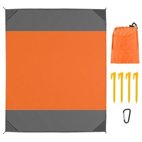 Sand Proof Water Resistant Beach Mat w/ 4 Anchors 1 Carry Bag 108x96.46in (Option: CampingBlanketOrangeL)