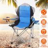 Foldable Camping Chair Heavy Duty Steel, Padded Seat 330LBS Max Load with Cup Holder Carry Bag