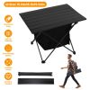 Aluminum Alloy Roll-Up Foldable Camping Table With Storage Basket