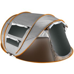 5-8 Person Pop Up Waterproof Tent with 4 Mosquito Net Windows and Carrying Bag (Option: TentKhaki58Person)