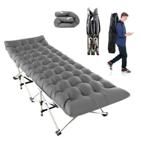 Folding Sleeping Cot Collapsible Guest Bed with 2-Sided Soft Pad 440LBS Max Load (Option: CampingCotGrey)
