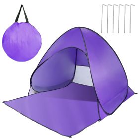 Pop Up Beach Tent Shelter - Anti-UV Automatic Waterproof Canopy for 2/3 Man w/ Net Window Storage Bag (Option: PopUpBeachTentPurple)
