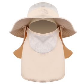 Fishing Bucket Hat, Wide Brim Breathable Unisex Sunlight-proof Removable Neck Face (Option: FishingBucketHatBeige)