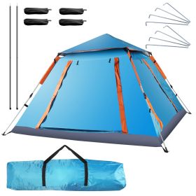 4-5 Person Camping Tent Waterproof with 2 Mosquito Net Windows, Carrying Bag (Option: CampingTentBlue)