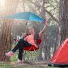 Foldable Beach Chair with Detachable Umbrella, Armrest, Adjustable Canopy with Cup Holder Carry Bag