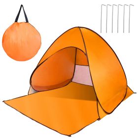 Pop Up Beach Tent Shelter - Anti-UV Automatic Waterproof Canopy for 2/3 Man w/ Net Window Storage Bag (Option: PopUpBeachTentOrange)