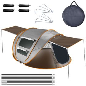 5-8 Person Pop Up Waterproof Tent with 4 Tent Poles 2 Mosquito Net Windows Carrying Bag (Option: TentProKhaki58)