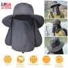Fishing Bucket Hat, Wide Brim Breathable Unisex Sunlight-proof Removable Neck Face