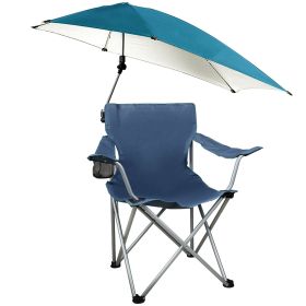 Foldable Beach Chair with Detachable Umbrella, Armrest, Adjustable Canopy with Cup Holder Carry Bag (Option: BeachChairBlue)