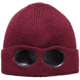 Unisex Knit Beanie Hat with Goggle (Option: BeanieHatRed)