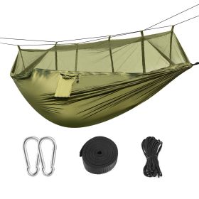 600lbs Load 2 Persons Hammock w/Mosquito Net Swing Hanging Bed w/ Strap Hook Carry Bag (Option: MosquitoNetHammockGRN)