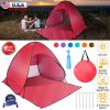 Pop Up Beach Tent Shelter - Anti-UV Automatic Waterproof Canopy for 2/3 Man w/ Net Window Storage Bag