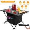 Aluminum Alloy Roll-Up Foldable Camping Table With Storage Basket