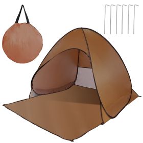 Pop Up Beach Tent Shelter - Anti-UV Automatic Waterproof Canopy for 2/3 Man w/ Net Window Storage Bag (Option: PopUpBeachTentCoffee)
