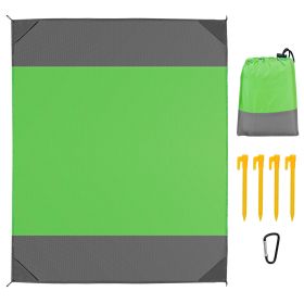 Sand Proof Water Resistant Beach Mat w/ 4 Anchors 1 Carry Bag 108x96.46in (Option: CampingBlanketGreenL)