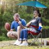 Foldable Beach Chair with Detachable Umbrella, Armrest, Adjustable Canopy with Cup Holder Carry Bag