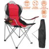 Foldable Camping Chair Heavy Duty Steel, Padded Seat 330LBS Max Load with Cup Holder Carry Bag